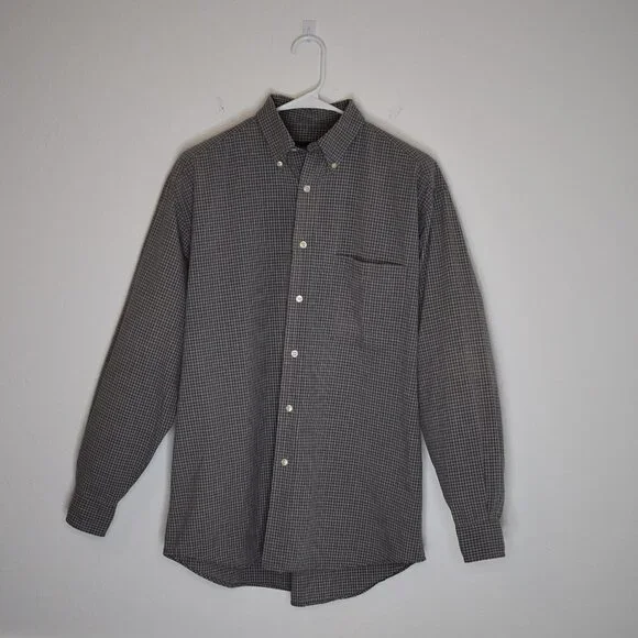 Eddie Bauer Mens Sz M 100% Baumwolle Cotton Plaid Button Down Shirt Office Work - Picture 1 of 16